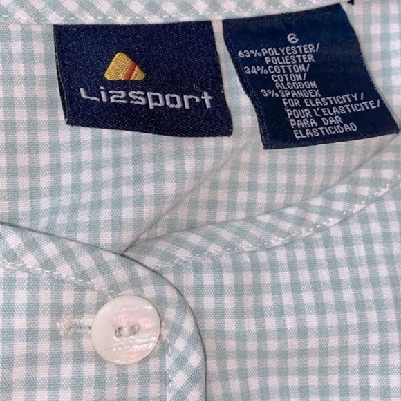 Vintage Lizsport button down gingham top with pockets size 6 - Picture 5 of 7